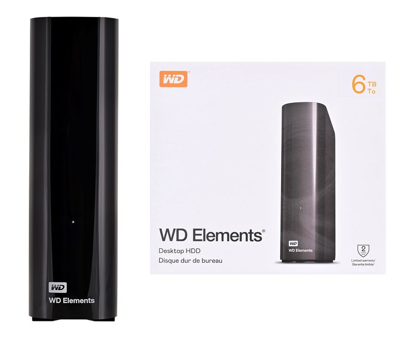 Hard disk i jashtëm desktop Western Digital Elements WDBWLG0060HBK, 6TB, USB 3.2, i zi
