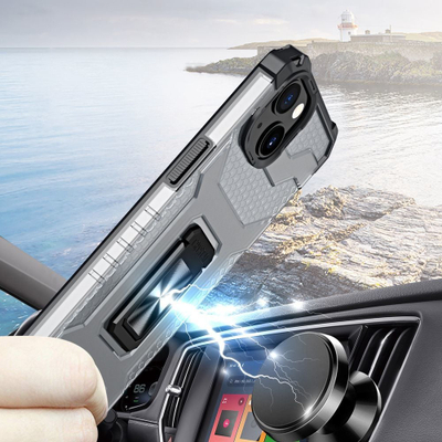 Këllëf telefoni Hurtel Crystal Ring Case, iPhone 13, me unazë magnetike, i zi