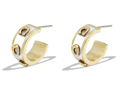 Vathë Coach Earrings with Logo, për femra, ngjyrë ari