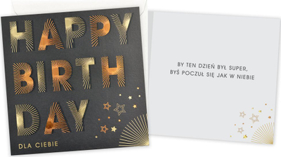 Kartolinë urimi Kukartka Birthday Card Happy Birthday, për burra, shumëngjyrëshe