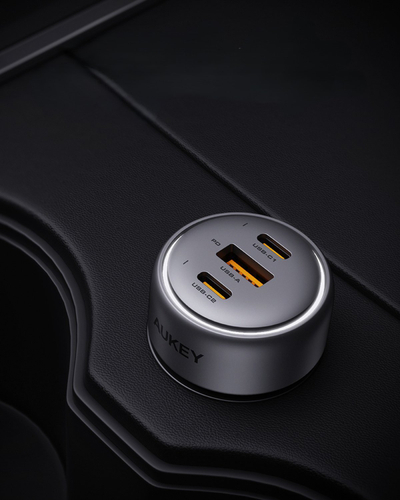 Полнач за автомобил Aukey Pathfinder, 66W, со LED екран, црно сив