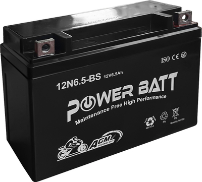 Bateri për motoçikletë Power Batt 12N6.5-BS, 12V 6.5-AH