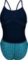 Kostum banje njëpjesësh për goca Arena Starfish Lace, MaxLife Eco, me yll deti, blu jeshile