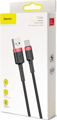 Kabllo Baseus USB-A - USB-C (CATKLF-U91), 3 m, e kuqe/e zezë
