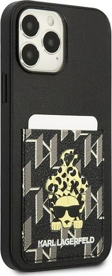 Mbulesë telefoni Karl Lagerfeld KLHCP13XCANCNK, për iPhone 13 Pro Max 6.7", me xhep karte, e zezë