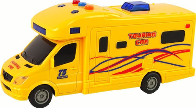 Lodër kamper makinë Auto Camper Trip, me fërkim, me drita edhe zë, e verdhë