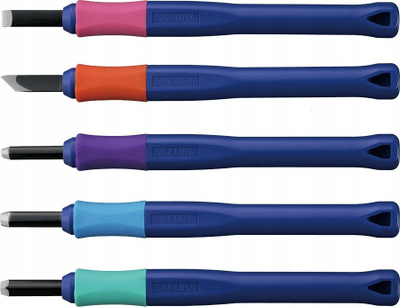 Set daltash gdhendje Sakura Chisel A5, 5 copë, dorezë gome, shumëngjyrësh