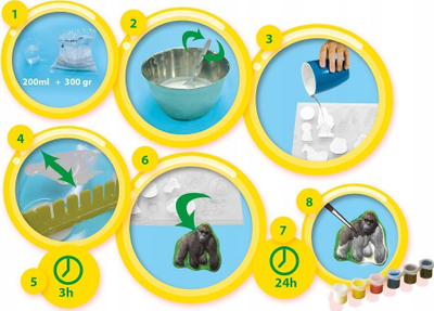 Set krijues për derdhje dhe pikturim Amos Creative Casting and Painting Animals, 11 figura, me ngjyra