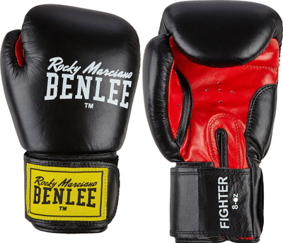 Doreza boksi Benlee Fighter, lëkurë natyrale, 8oz, të zeza me të kuqe