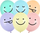 Balona PartyDeco Funny, latex pastel, set me 6 copë, me fytyra