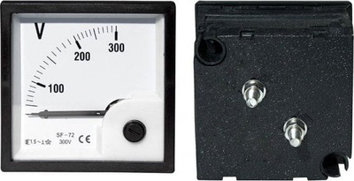 Voltmeter analog 300V AC, ekran katror i madh, i bardhë
