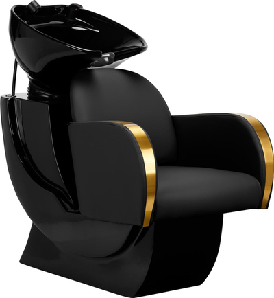 Фризерска столица Gabbiano Gold and Black, за салон, црна со златна