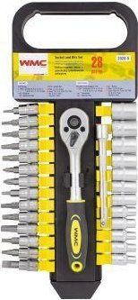 Set çelësa me koka dhe bita ratchet, 1/4", çelik krom vanadium, me kuti plastike
