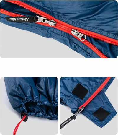 Çantë fjetje Naturehike CW280, pupla pate, shumë e lehtë, blu navy