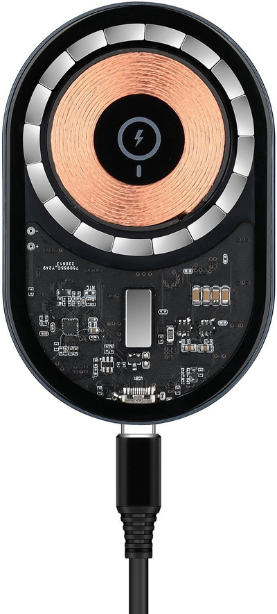 Mbajtëse makine RoGer MQ15, karikim wireless MagSafe QI 15W, e zezë