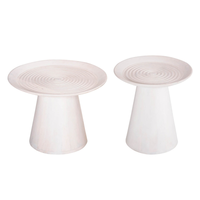 Set Ross 2 tavolina kafe rrumbullakët Φ60&Φ45cm (HM11946), bardhë