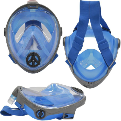 Maskë snorkelingu Best Sporting Snorkel Mask, për fytyrë komplet, për të rritur, blu me të zezë