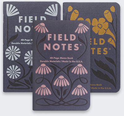 Fletore memo Field Notes Fall Flowers FNC-68, set 3 copë, 48 faqe me vija, shumëngjyrëshe