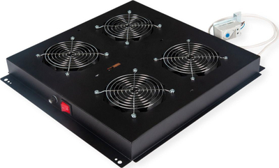 Njësi ventilatori Roline Roof Fan Unit 4, për kabinete 19", 4 ventilatorë, e zezë