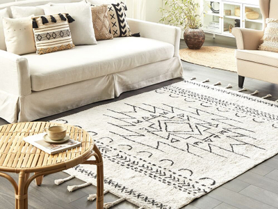 Tapet Beliani KHOURIBGA, 160x230 cm, pambuk, i bardhë