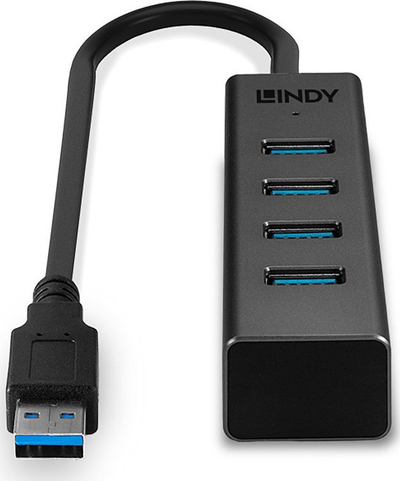 USB разводник Lindy USB 3.2 Тип C, 4 порти, сива