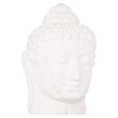 Skulpturë dekorative XXL Buddha Head HM4385.02, 90x90x100 cm, gips, e bardhë