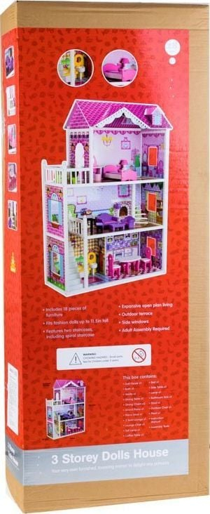 Shtëpi kukullash ZA2122, prej druri, me pishinë dhe LED, shumëngjyrëshe