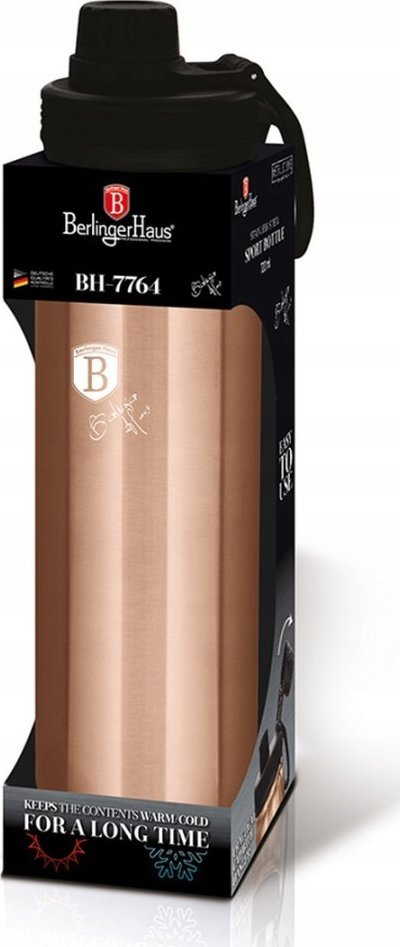 Shishe sportive BerlingerHaus Rosegold Metallic Line, çelik inox 18/10, 0.72L, ngjyrë rozë metalike
