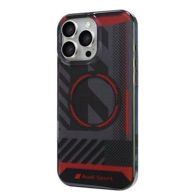 Kuti telefoni Audi Sport IML Hardcase për iPhone 16 Pro Max 6.9", me MagSafe, e zezë me të kuqe