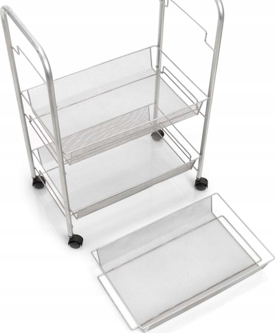 Rafth me rrota Zeller Rolling Cart Mesh, 3 kate, metal, gri