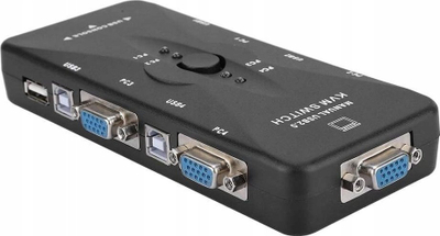 Свитч KVM Pawonik 4x1 VGA, 3x USB, Full HD 1080p, црн