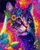 Puzzle diamond painting Colorful Cat, 30x40cm, mace me lule, shumëngjyrësh