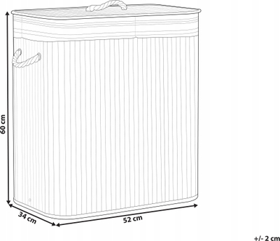 Kosh rrobash Beliani Basket Kalthota, bambu, 60x52x34 cm, gri