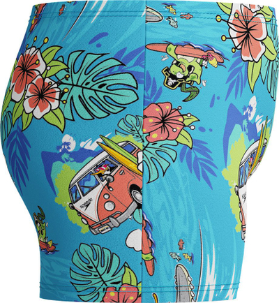 Костим за капење за момчиња Speedo Learn to Swim Aquashort, отпорен на хлор, со принт, сино