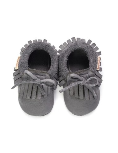 Papuçe bebe Baobaby Mokasine Grey, lëkurë, madhësia 2XS, gri