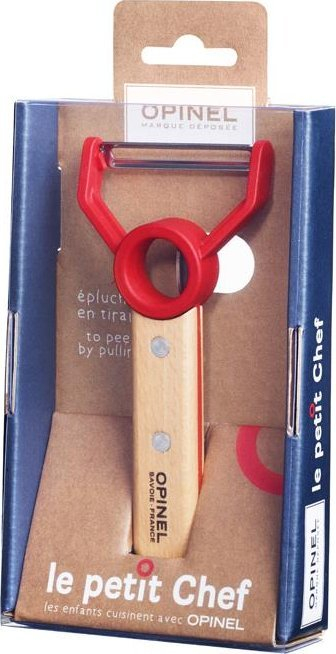 Qëruese perimesh Opinel Le Petit Chef, teh çeliku inox, dorezë druri, e kuqe