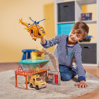 Lodër helikopter Fireman Sam Wallaby 2, me figurë, me drita dhe tinguj, i verdhë