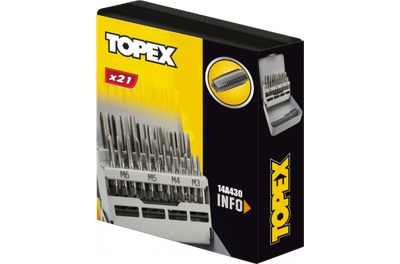Set maja shpuese Topex 14A430, M3-M12, 21 copë