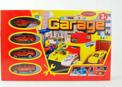 Set garazh lodër Dromader 03131, 4 makina metalike, për kalamaj 3+