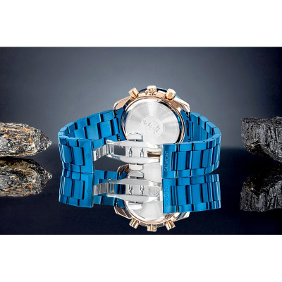 Orë burrash Giewont Chronograph GW8720-B5, xham safir, çelik inoks, blu bakri
