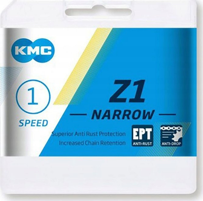 Zinxhir biçiklete KMC Z1 Narrow, 1 marshe, 112 hallka, argjendt i errët