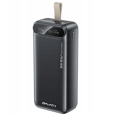Powerbank Awei PA-12, 30000mAh, karikim i shpejtë 22.5W, i zi