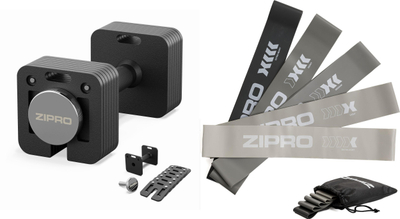 Set fitnes Zipro Square, hantell rregullues 16 kg, 5 shirita rezistence Mini Band, i zi