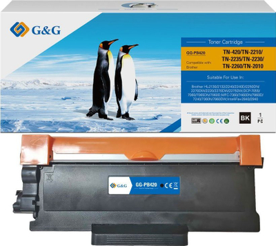 Toneri G&amp;G NT-PB420, për Brother TN2210 TN420 TN2260, 1200 faqe, i zi