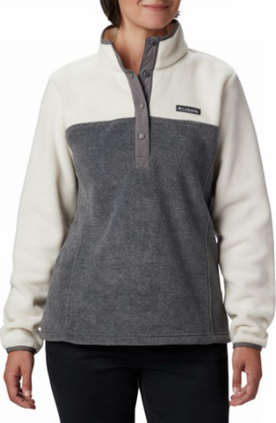 Bluzë fleece për goca Columbia Benton Springs Button Up, poliester, me kopsa, gri