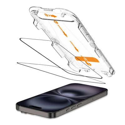 Заштитно стакло Tech-Protect Quick Set+, 2 парчиња, iPhone 15 16, црно