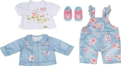 Veshje kukulle Zapf Baby Annabell Denim Outfit, për kukull 43cm, shumëngjyrëshe