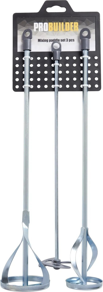 Set përzierës ndërtimi PROBUILDER Mixing Paddle, 3 copë, metal, argjendtë