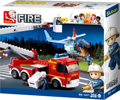 Lodra blloqe ndërtimi Torro Fire Department, kamion platformë dhe helikopter, shumëngjyrëshe