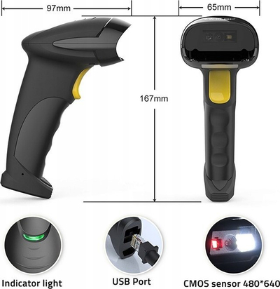 Lexues barkodash Qoltec Laser, 1D 2D, me kabllo USB, i zi